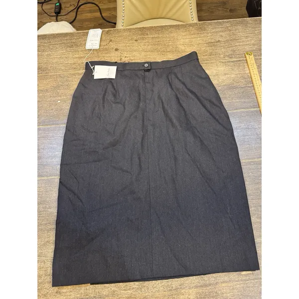 Vintage Dead‎ stock Carlisle Wool Gray Pencil Midi Skirt Size 16 Faux Wrap - Image 3