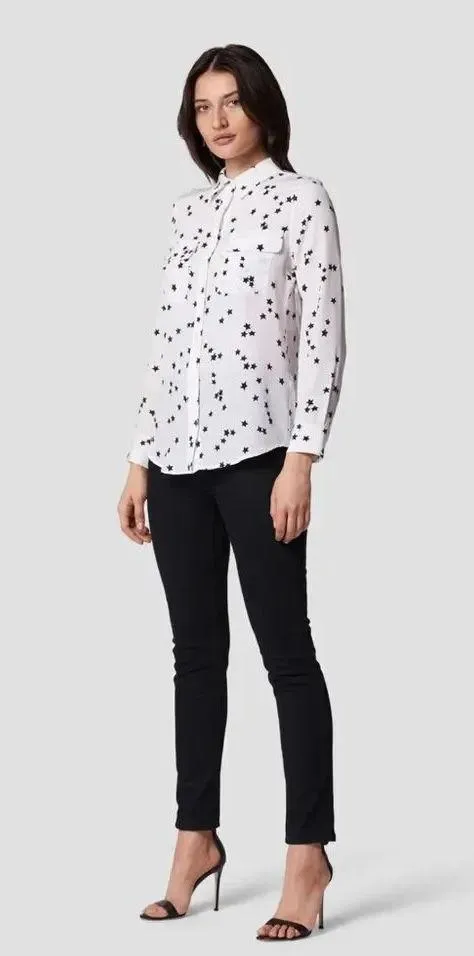 Equipment Star Print Long Sleeve Silk Blouse medium - Image 12