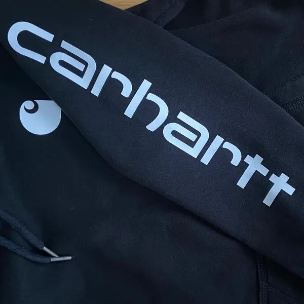Carhartt Relaxed Fit Black Hoodie with White Logo - Image 3