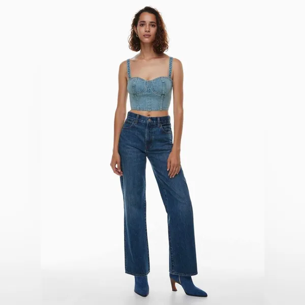 ARITZIA DENIM FORUM Farrah Hi Rise Wide Leg Jeans Womens 32 Blue Dark Wash Pants - Image 2