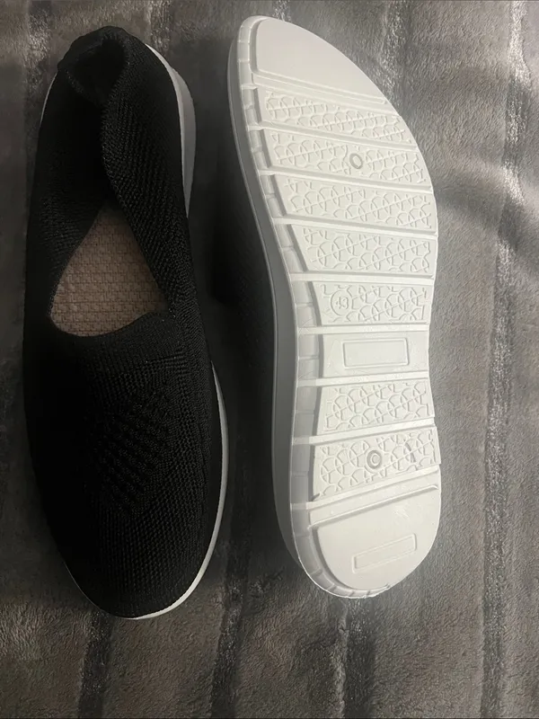 Comfort Knit Slip-On Women’s Sneakers - Black - Image 4