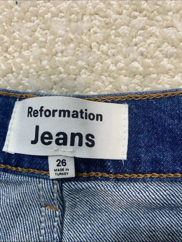 Reformation Dark Blue Wide-Leg Jeans Size 26 - Image 8