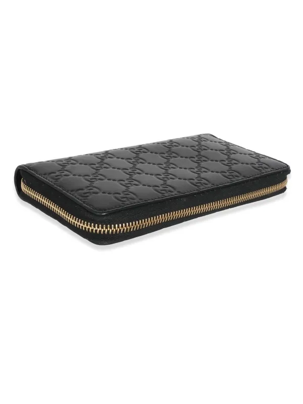 Gucci Black Embossed GG Zip Wallet with Gold Hardware - Image 5