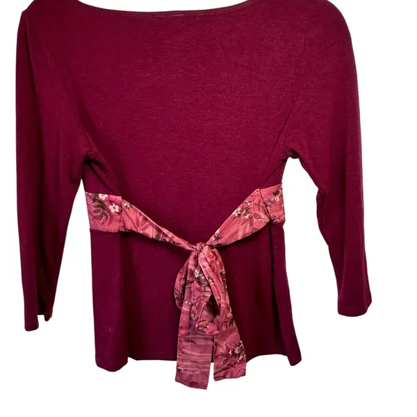 Unbranded 4 Star Y2K Babydoll Top with Floral Tie Milkmaid 3/4 Sleeve Top‎ SZ L - Image 2