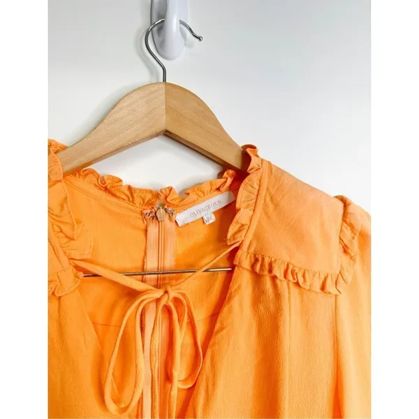 Olivaceous Romper Womens Orange V Neck Tie Front Size Medium - Image 2