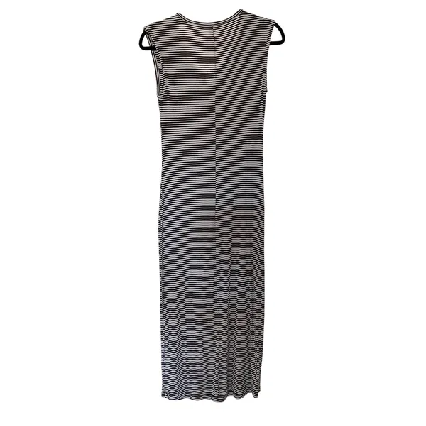 Old Navy Womens Sm Black White Striped Ribbed Henley Sleeveless Midi Dress - Image 3