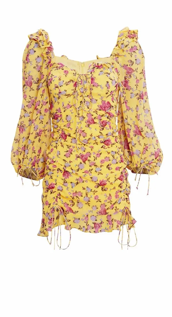 For Love & Lemons Beaumont Cinched Ruffle Mini Dress - Image 6