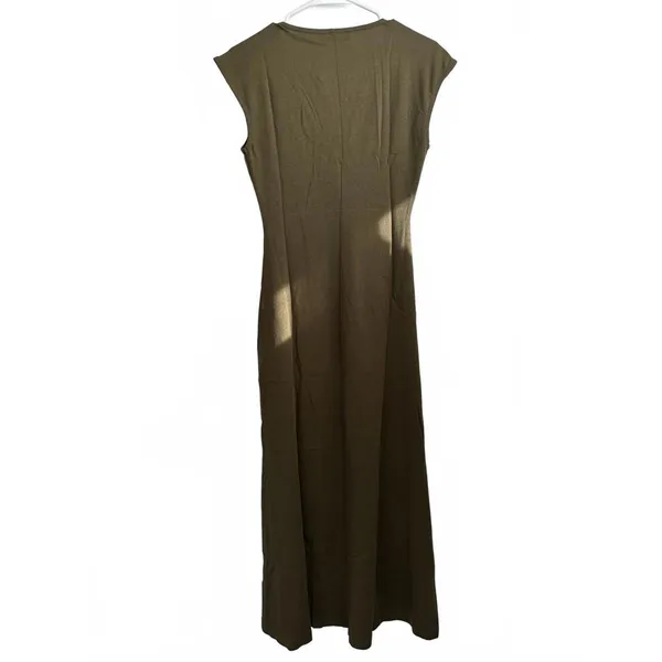 Mango V-Neck Cotton Dress Khaki Green NWT Size 2/XS - Image 6