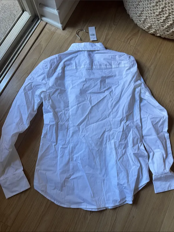 Ann Taylor White Button-Down Cotton Dress Shirt - Image 3