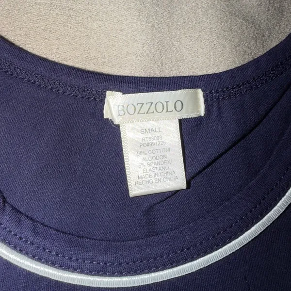 Bozzolo Womens Navy Blue Ribbed Crop Tank‎ Top White Contrast Trim, Size S, NWOT - Image 2