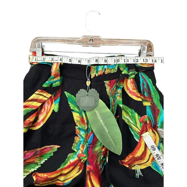 FARM RIO Preta Tropical Banana Floral Linen High-Waisted Shorts Size XS NWT - Image 4
