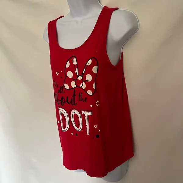 Disney Parks Polka Dot Minnie Mouse Womens Tank Top Sz S Bow Vacation Graphic - Image 7