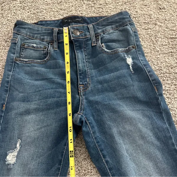 Aeropostale Women’s Dark Blue Distressed High Rise Jegging - Image 5