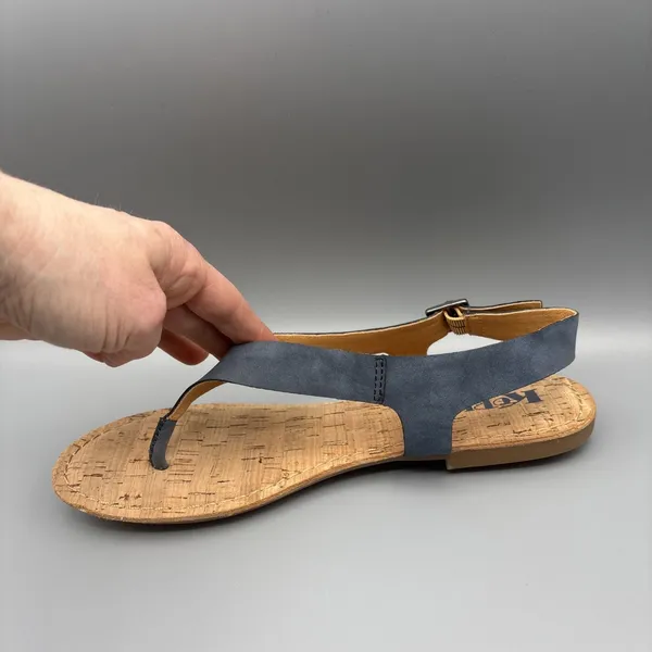 Korks Skylar Sandals Size 9 Blue Faux Leather Vegan Thong Sling Back Cork Summer - Image 7
