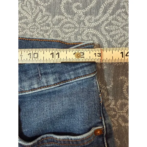 Madewell Cali Demi Boot Jeans Size 26 Blue Cropped Flare Raw Hem Frayed - Image 7