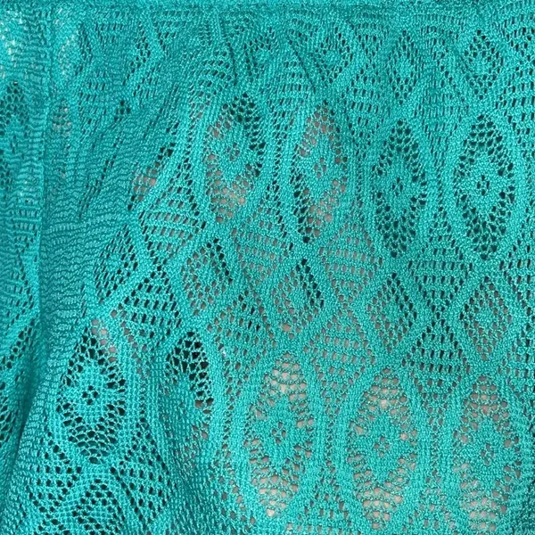 NWT crochet beach shorts lightweight‎ see through teal swim cover up medium - Image 6
