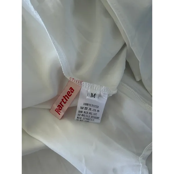 Marthea White Lace Up Back Midi Dress Corset Style Bustier A-Line Size M - Image 3