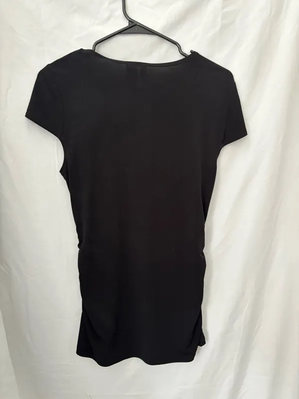 Bisou Bisou Stretchy Black V-Neck Short Sleeve Dress - Image 4