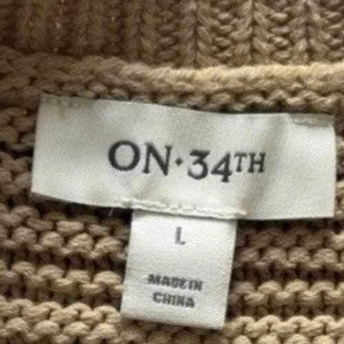 Women's Beige Ribbed Knit Sweater Vest Size L Sleeveless Pullover Fall Top - Image 4