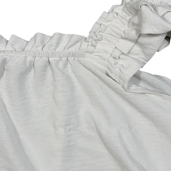 Ruffle Strap Tank Top Womens Large White Sleeveless Square Neck Flowy Blouse - Image 7