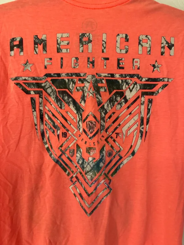 American Fighter Coral Pink Women’s Short Sleeve Graphic Tee Size XS - Image 5