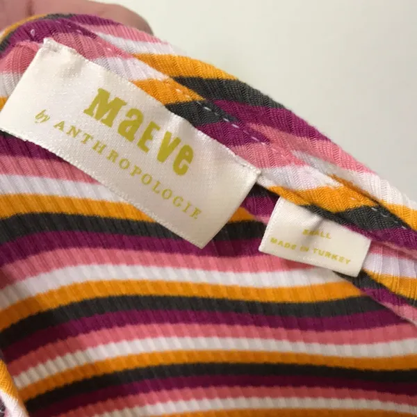Maeve Anthropologie Ribbed Stripped Button Top - Image 6