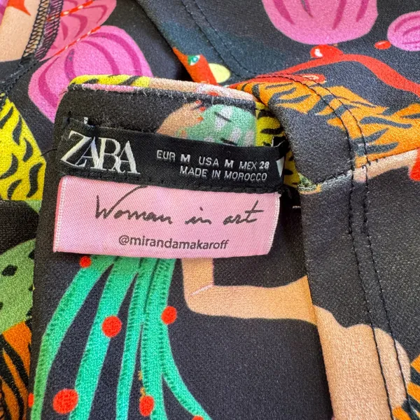 Zara Miranda Makaroff Woman in Art Graphic‎ Crop Top Multi Color Size M 1131/152 - Image 5