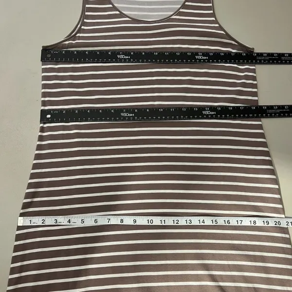 Garnet Hill Midi Dress Womens Large Taupe White Stripe‎ Slits Sleeveless Tank L - Image 7