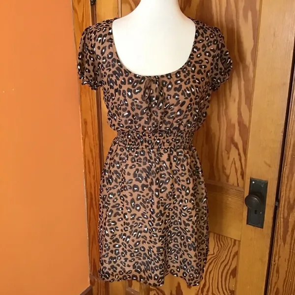 Evolutionary Apparel Leopard Print Dress | Short Sleeve Animal Print Mini - Image 10