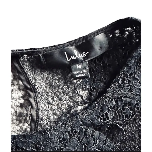 Lulus Long Sleeve‎ Top Women Black Lace Ribbed Knit Elegant Chic Size M - Image 4