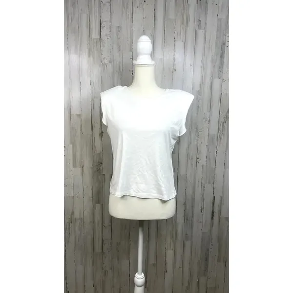 By‎ Anthropologie Women's Small White Keyhole Back Structured Sleeveless Top - Image 2