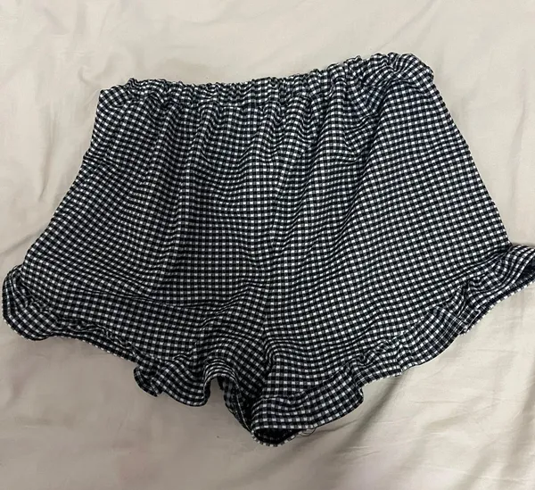 Black And White Gingham Ruffled Shorts - Image 2