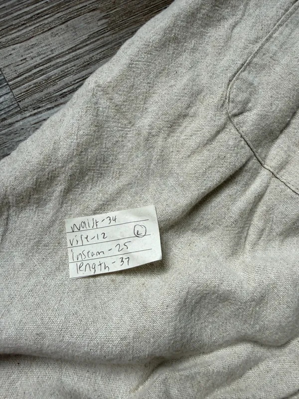 Old Navy Relaxed Linen Beach Pants Lounge Pants High Rise Straight Leg Beige Tan - Image 12