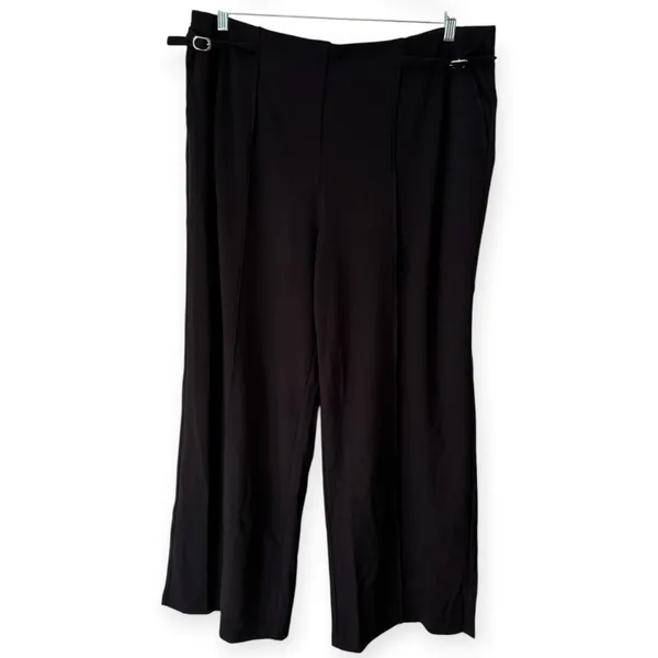 NWT OGL 4 Way Stretch Drapey High Rise Wide Leg Ankle Pants Black Size 2XL - Image 3