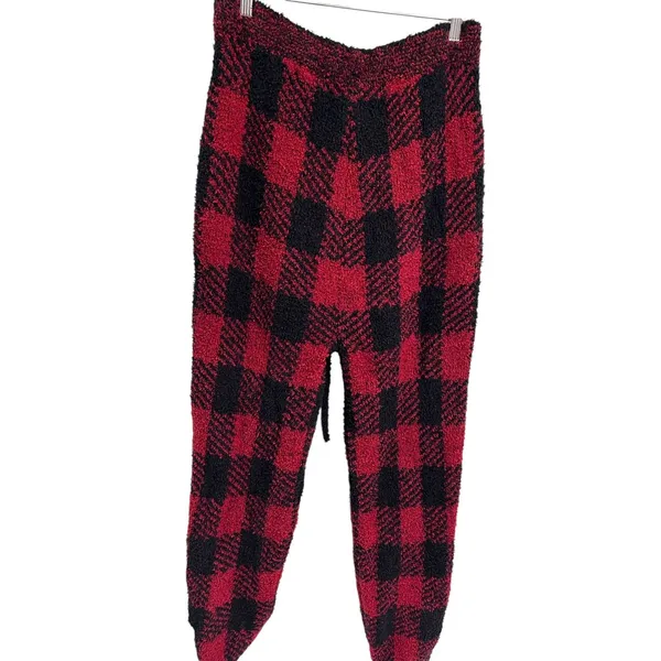 Skims Unisex Cozy Jogger In Brick Buffalo Check Black & Red Size L/XL - Image 4