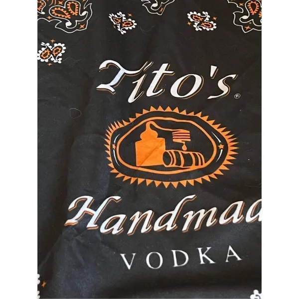 Titos Vodka Bandanna Handkerchief Scarf Black Orange Collectible Square 21.5” - Image 2