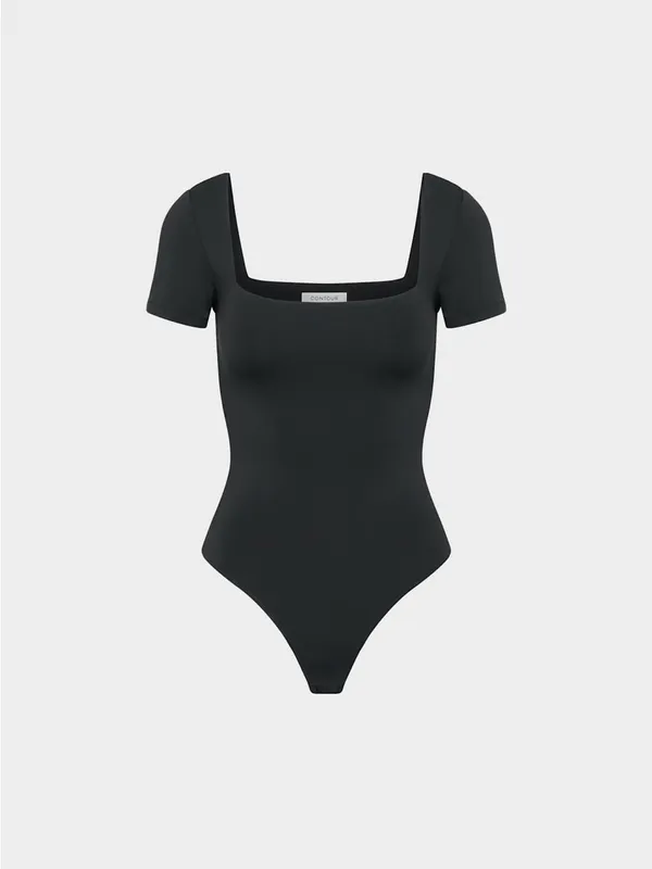 Aritzia Original Contour Manner Squareneck bodysuit black minimalist classic L - Image 2