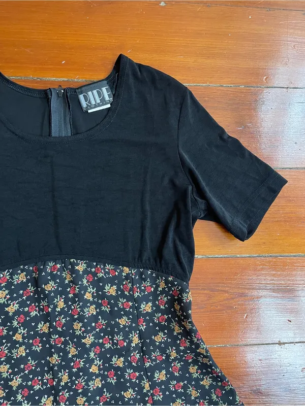 Vintage Y2K 90s RIPE Clothing Ditsy Floral Babydoll Mini Dress USA Sz M 💚🎀 - Image 10