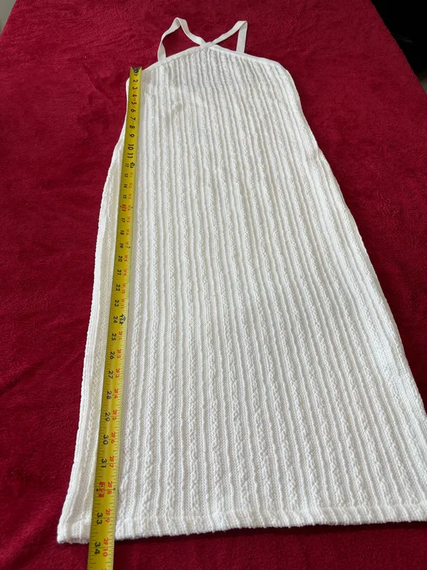 Zara White Cable Knit Cross Neck Halter Dress M Quiet Luxury Coastal ResortWear - Image 4