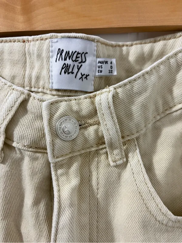 Princess Polly High-Waist Cream Denim Shorts - Image 4