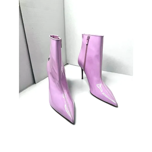Christian Louboutin Kate Booty 85 Patent Leather Ankle Boots Pinkador EU 38 - Image 9