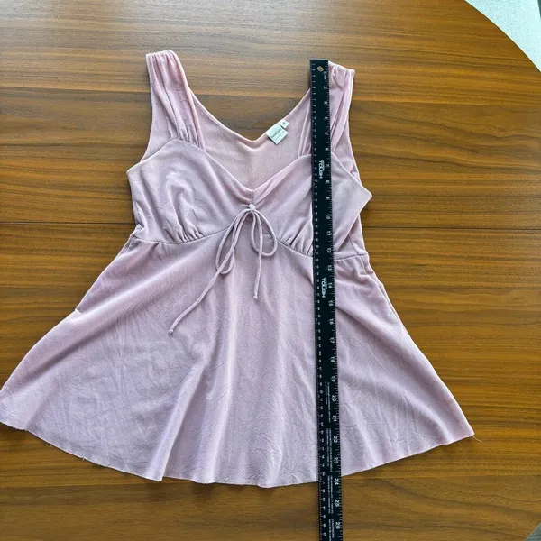2000s Vintage Sweet Pea by Stacy Frati Pink Mesh Tie Front Babydoll Top Medium - Image 7