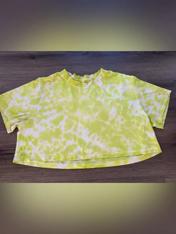 Lululemon All Yours Yellow Tie Dye Crewneck Crop Top Short Sleeve Shirt - Image 2