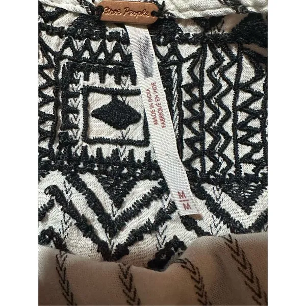 Free People Women's Boho Mini Lola Striped Dress White Black Tiered Embroidered‎ - Image 9