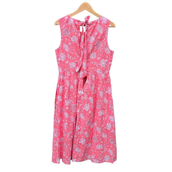 J.Crew 36G NWT BROKEN ZIPPER Floral Dress Sleeveless Tie Back Midi Pink Size‎ 10 - Image 3