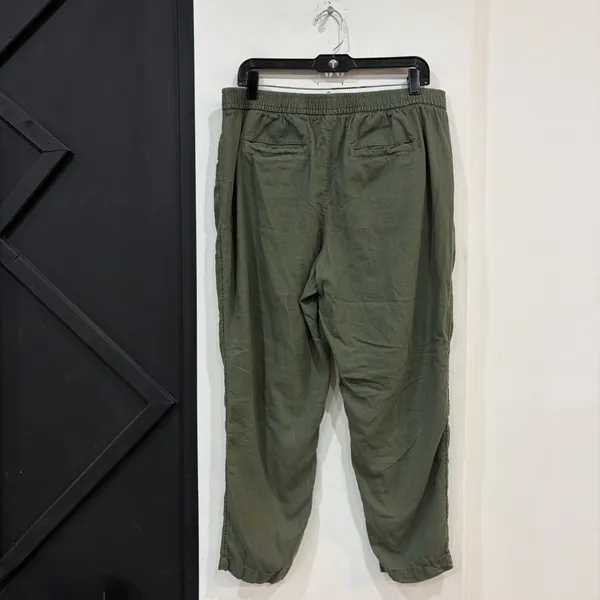 Old Navy Green Linen Cropped Pants Women’s Size Large Linen Blend Elastic Waist - Image 5