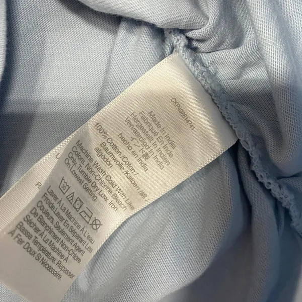 Madewell Top Womens‎ XS Blue Crewneck Puff Sleeve Ruched Cotton T Shirt NU869 - Image 9