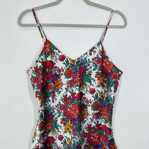 Vibrant Retro Floral Print Mini Slip Dress Chemise Nightie‎ Spaghetti Straps - Image 9