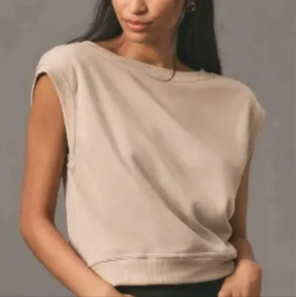 Anthropologie, New, Maeve Tan Bow Back Balletcore Muscle Tee Shirt, Size XL - Image 3