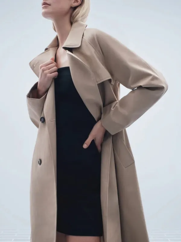 Everlane The Cotton Modern Trench Coat Size XXS Khaki Tan Cornstalk Lined - Image 5